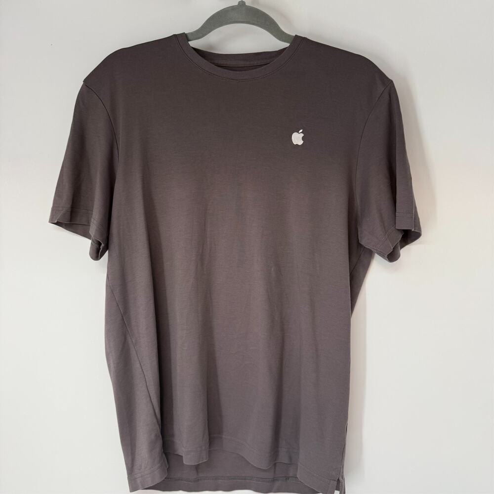Apple T Shirt Men M Gray Logo Graphic Crew Neck Cotton Tech Minimalist Uniform